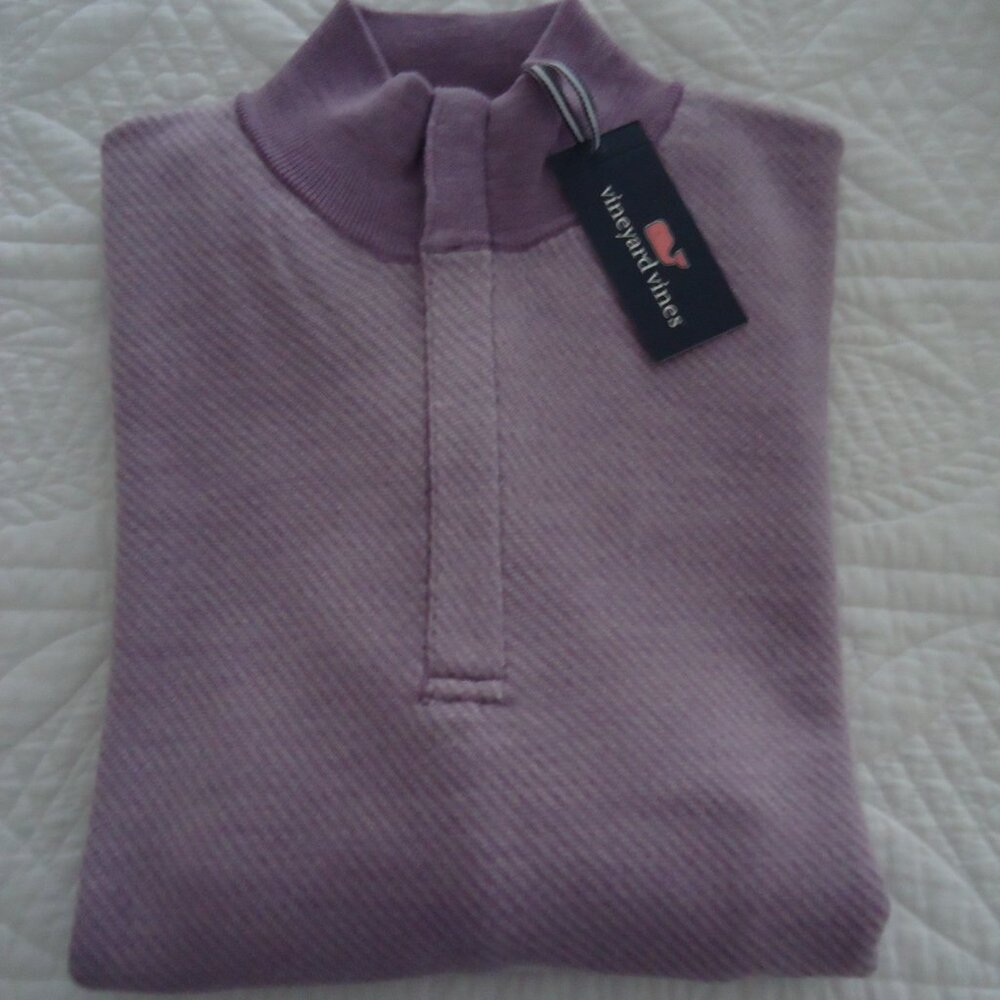 Vineyard Vines Sweater L NWT Twill Line 1/2 Zip Merino Wool